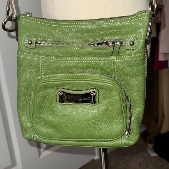 SOPHIA CAPERELLI Lime Green Genuine Pebbled Leather Shoulder Crossbody Bag - Picture 1 of 10